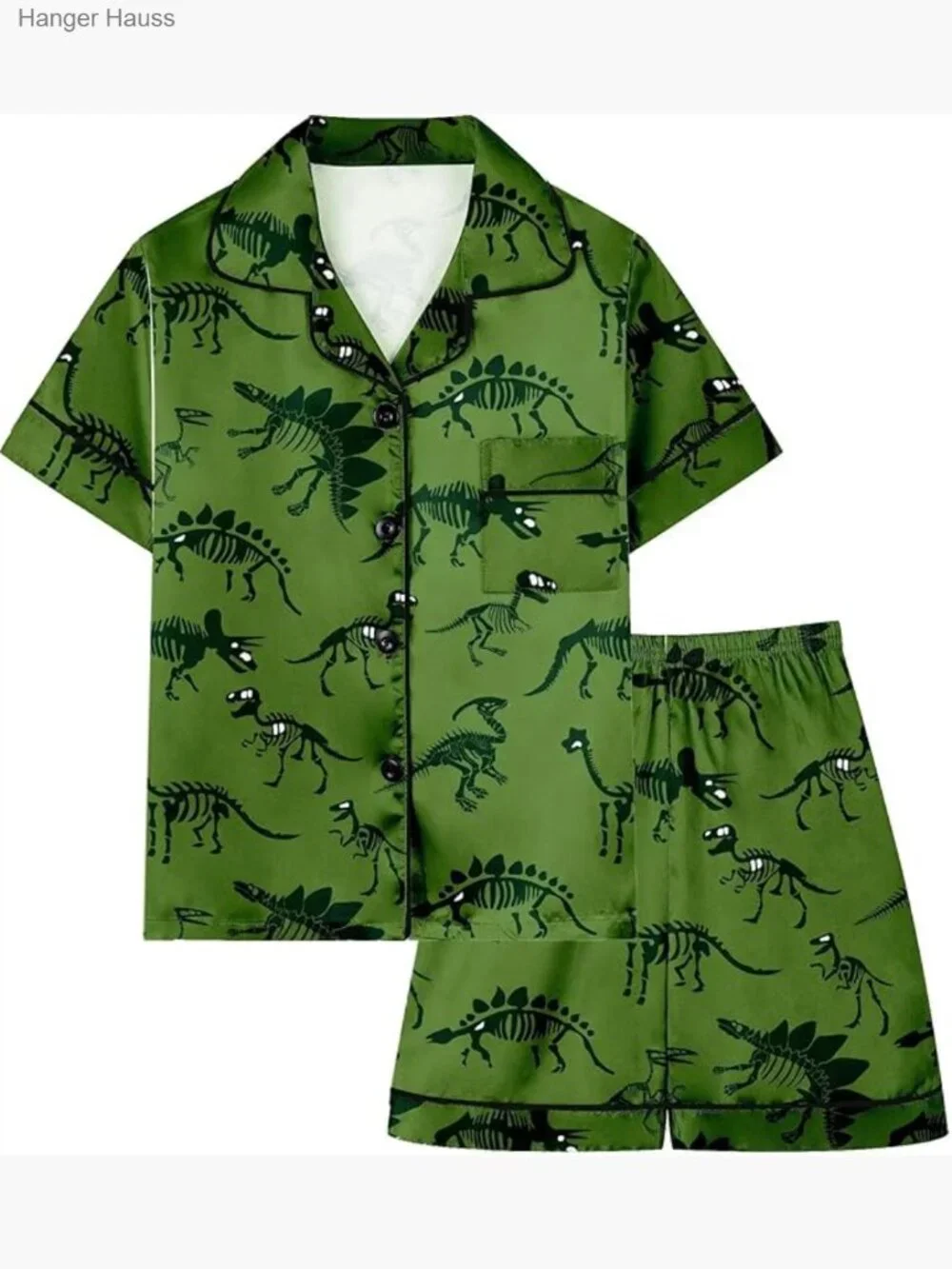 Boys Silk Pajama Set Button Down Short Sleeve Sleepwear 2pcs
